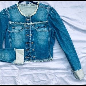 BOSTON PROPER DENIM JEAN CROP JACKET